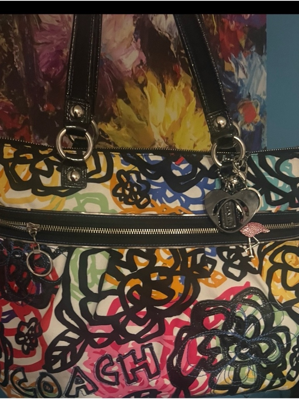 Coach Multicolor Graffiti-Print Tote Bag